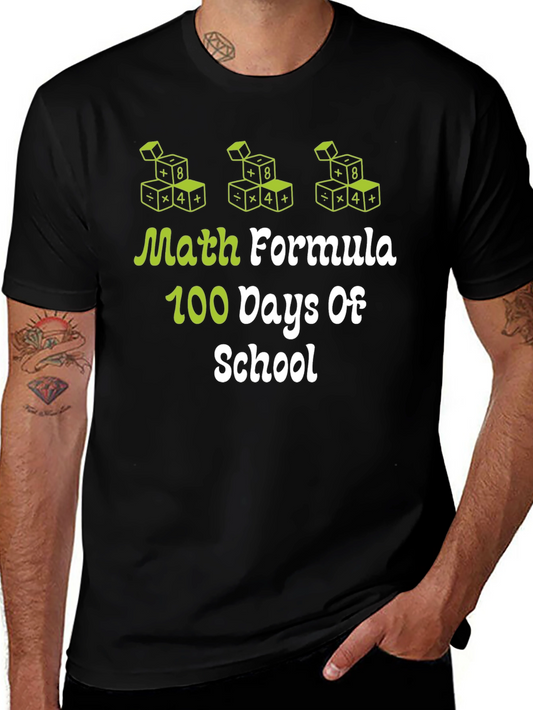 Camiseta Negra 100 Días de Escuela Fórmula Matemática