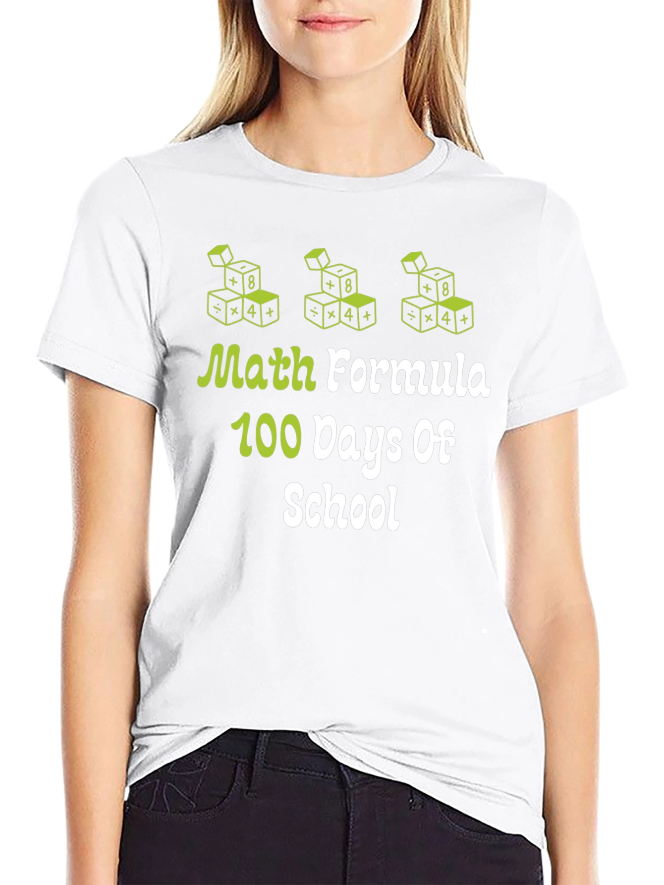 Camiseta Negra 100 Días de Escuela Fórmula Matemática