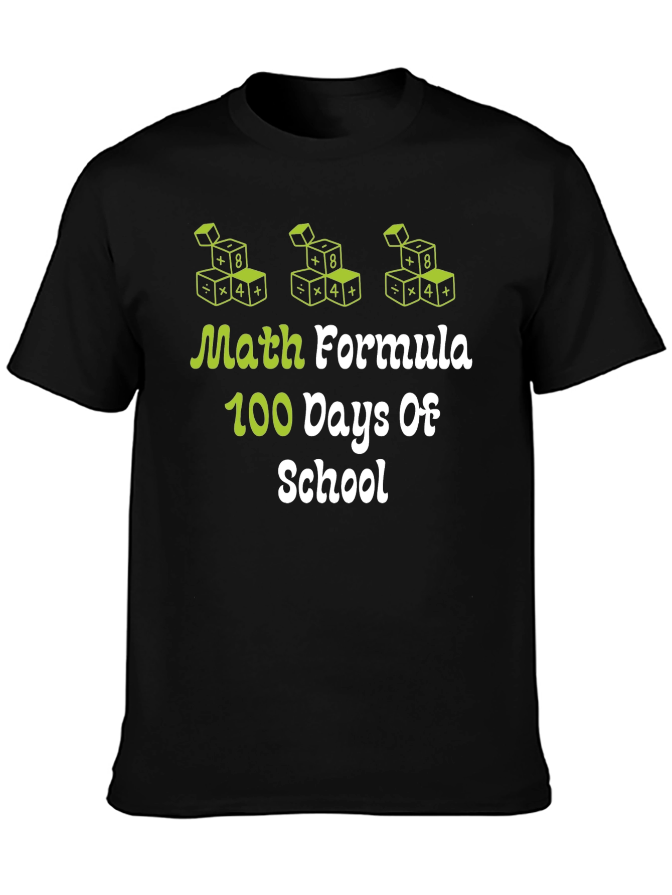 Camiseta Negra 100 Días de Escuela Fórmula Matemática