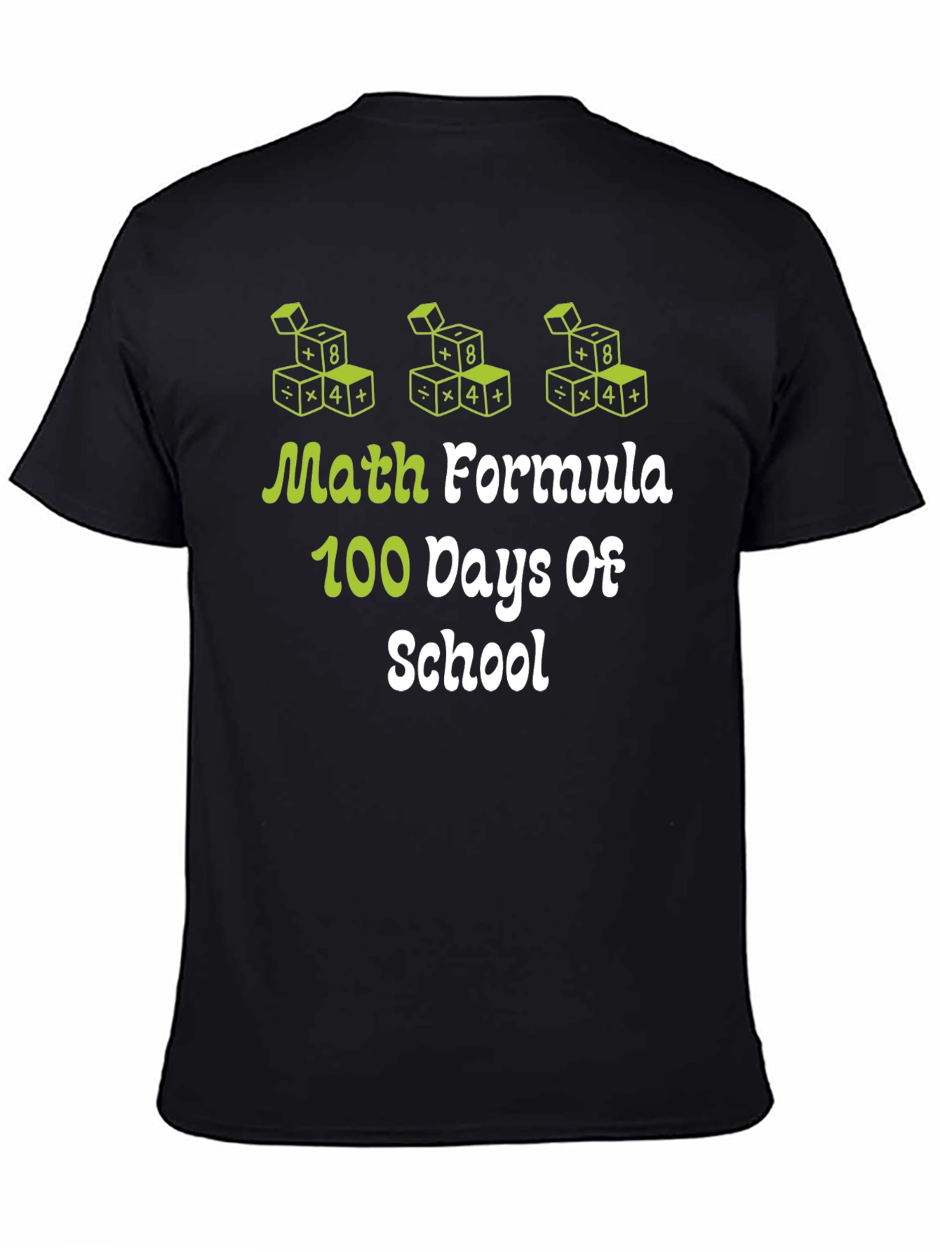 Camiseta Negra 100 Días de Escuela Fórmula Matemática