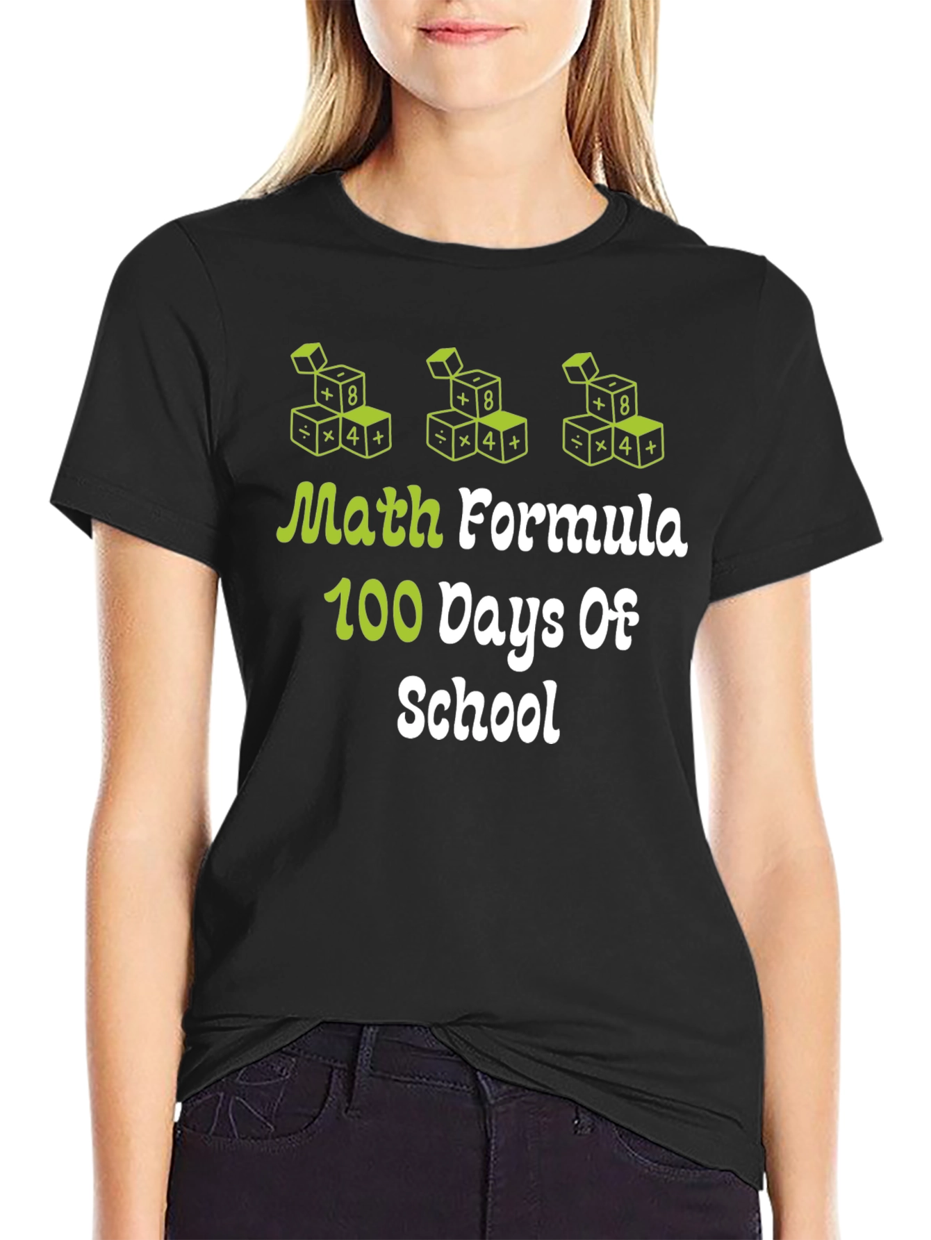 Camiseta Negra 100 Días de Escuela Fórmula Matemática