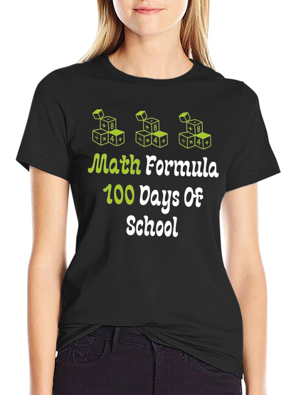 Camiseta Negra 100 Días de Escuela Fórmula Matemática