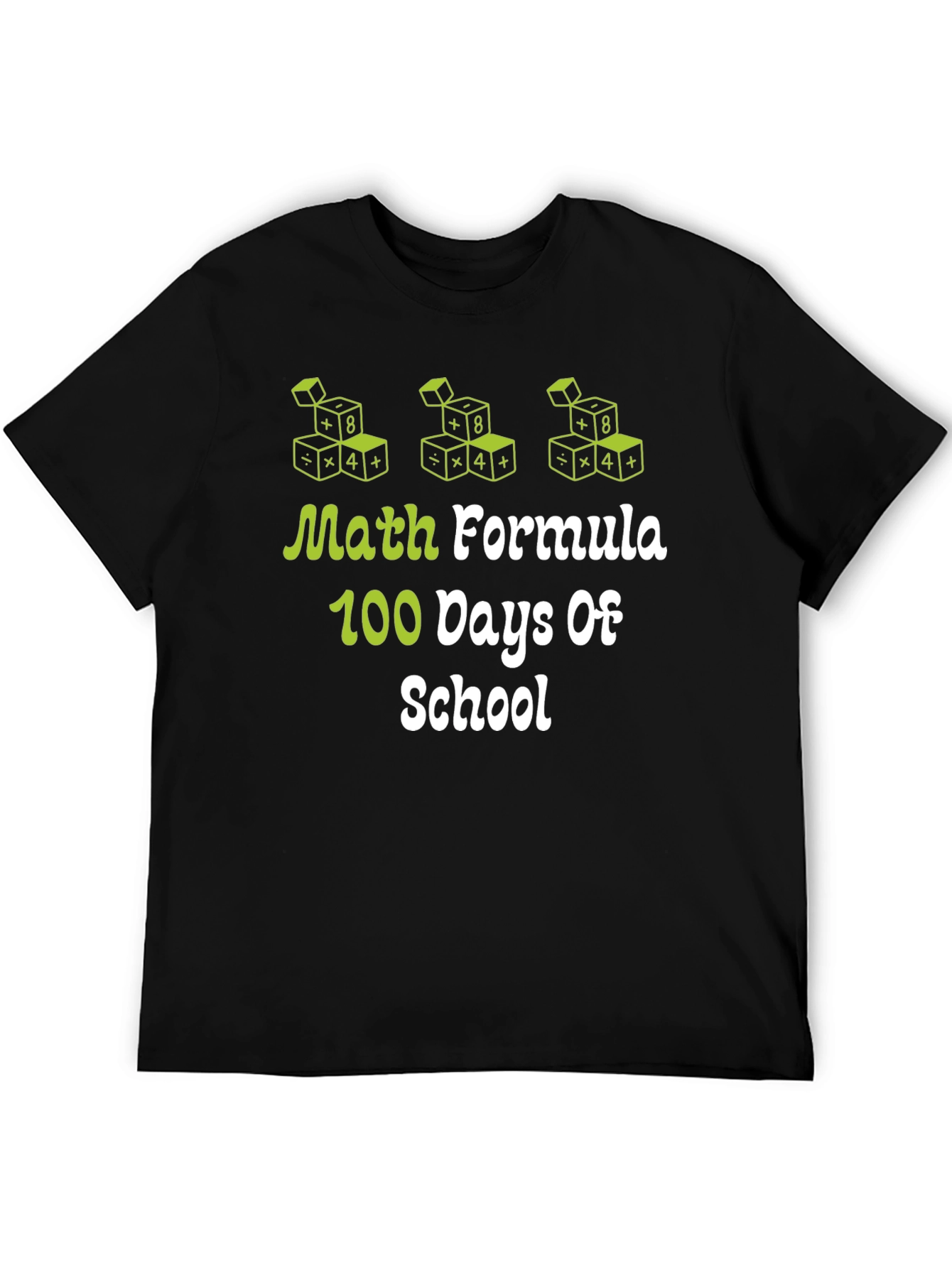 Camiseta Negra 100 Días de Escuela Fórmula Matemática
