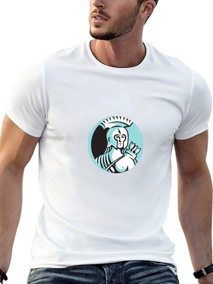 Camiseta Negra Hombre Diseño Guerrero Griego