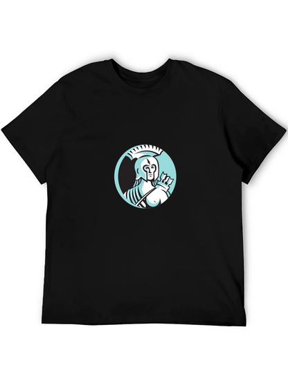 Camiseta Negra Hombre Diseño Guerrero Griego
