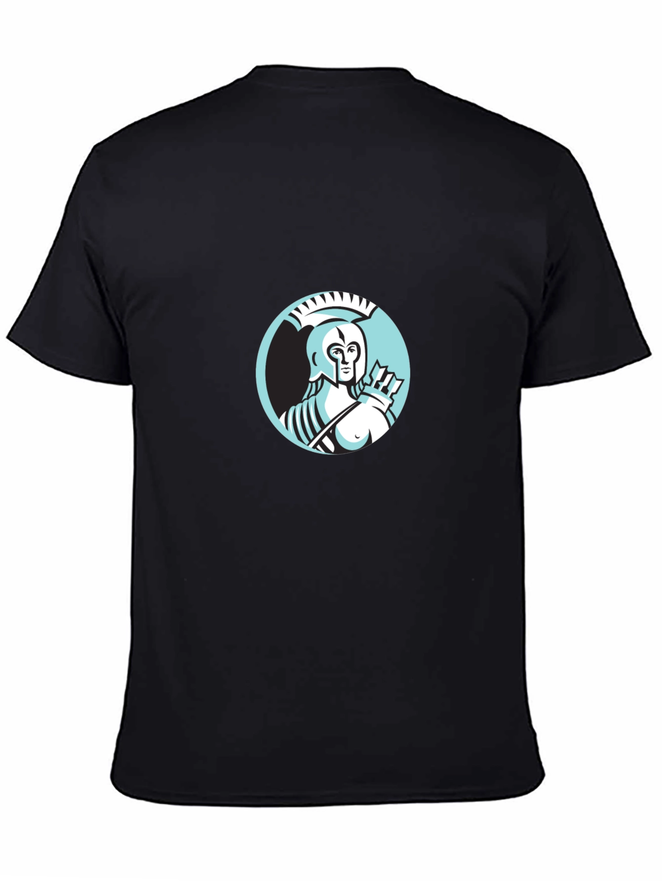 Camiseta Negra Hombre Diseño Guerrero Griego