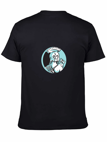 Camiseta Negra Hombre Diseño Guerrero Griego