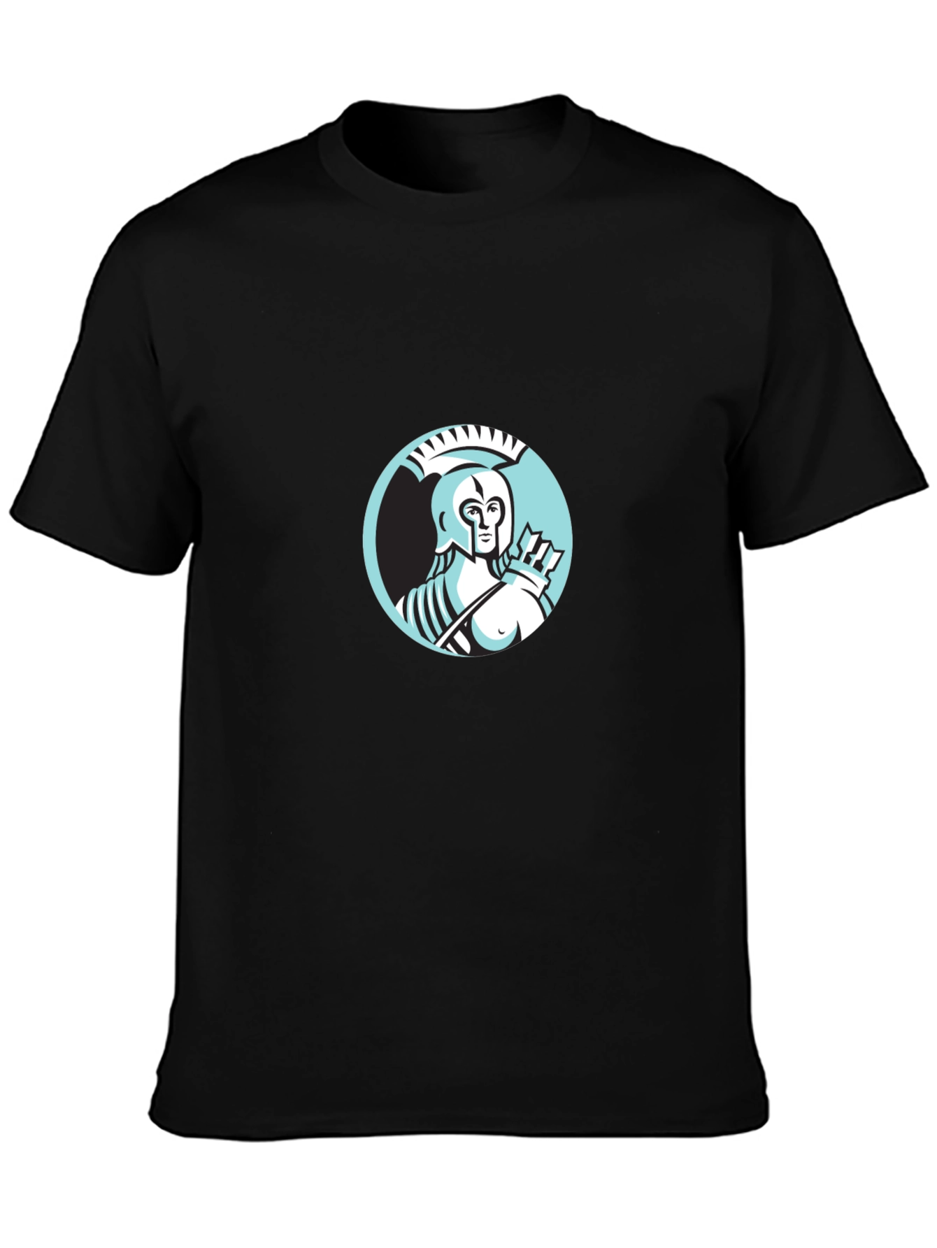 Camiseta Negra Hombre Diseño Guerrero Griego