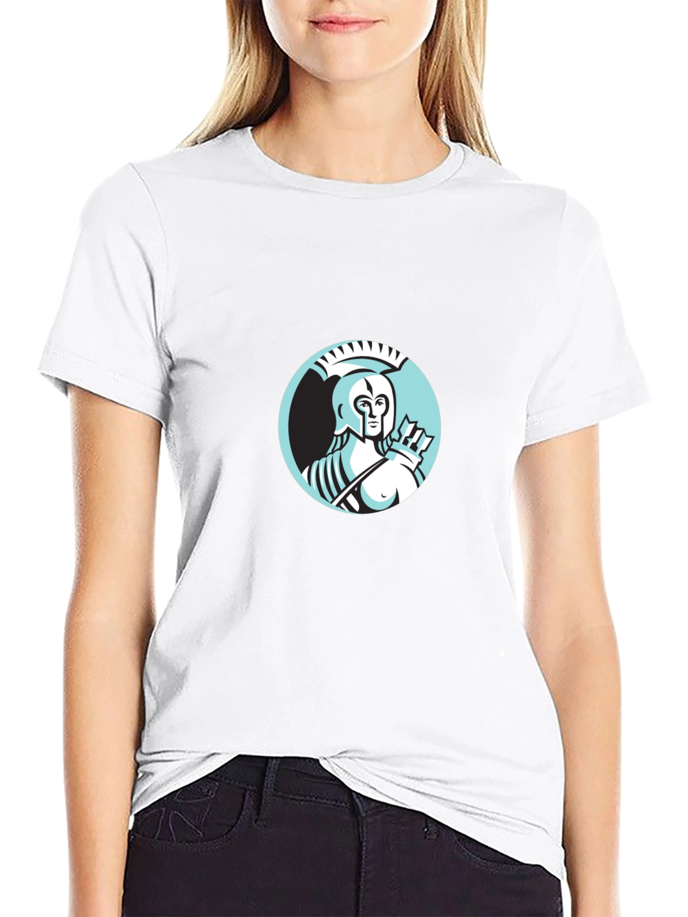 Camiseta Negra Hombre Diseño Guerrero Griego