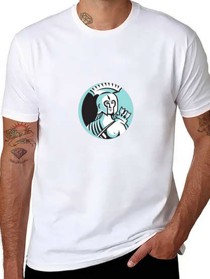 Camiseta Negra Hombre Diseño Guerrero Griego