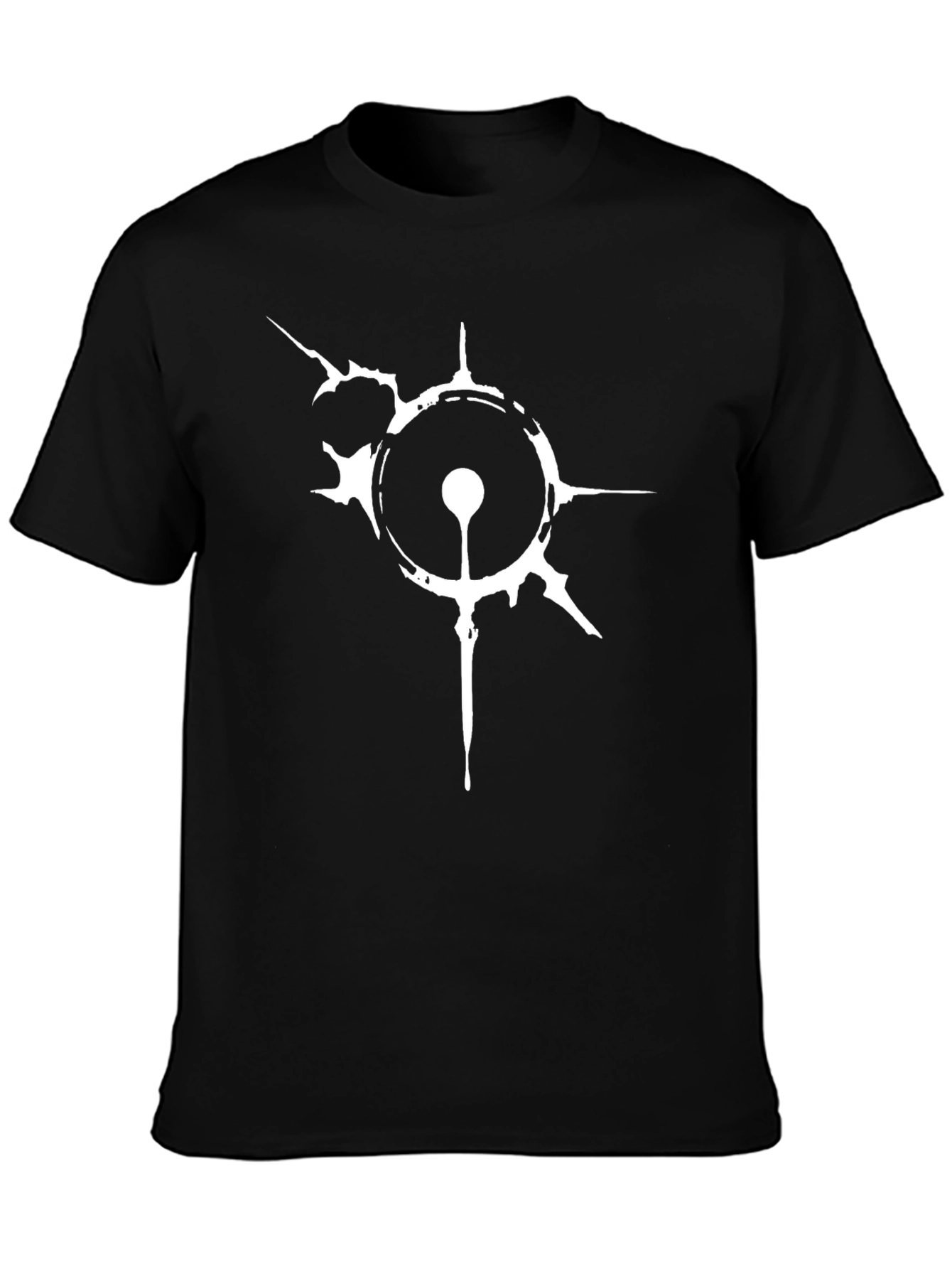 Camiseta Negra con Diseño Abstracto Blanco