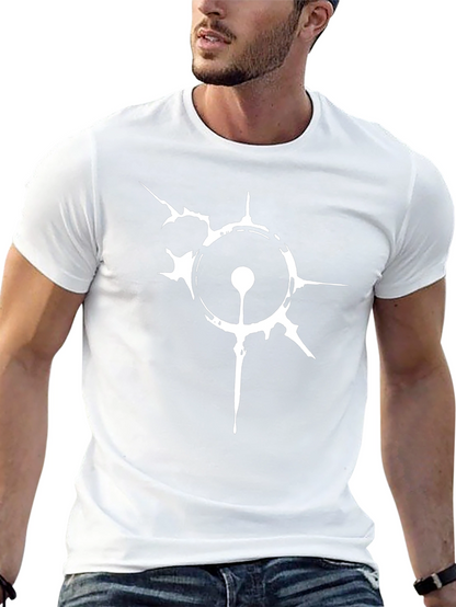 Camiseta Negra con Diseño Abstracto Blanco