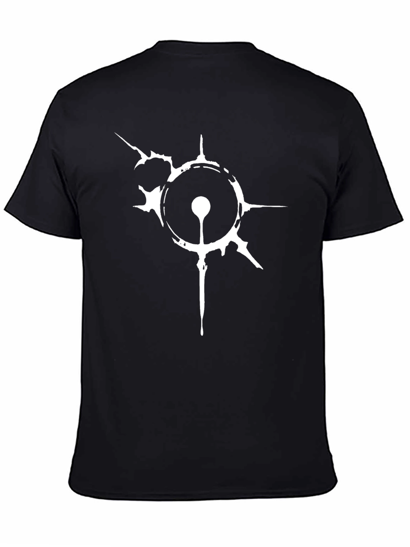 Camiseta Negra con Diseño Abstracto Blanco