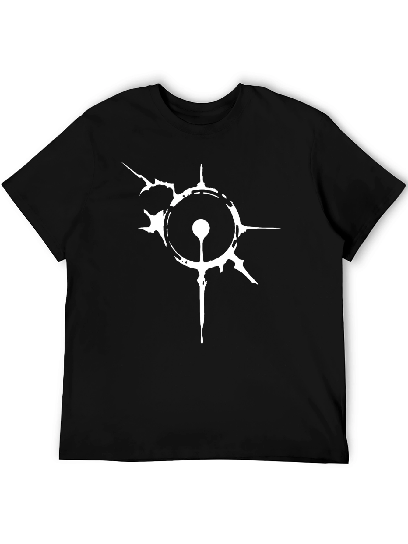 Camiseta Negra con Diseño Abstracto Blanco