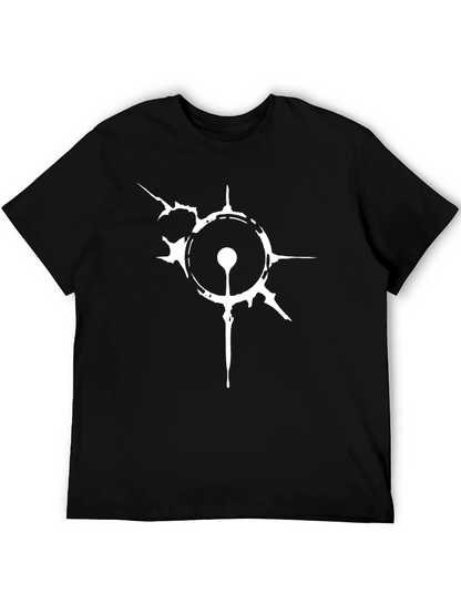 Camiseta Negra con Diseño Abstracto Blanco
