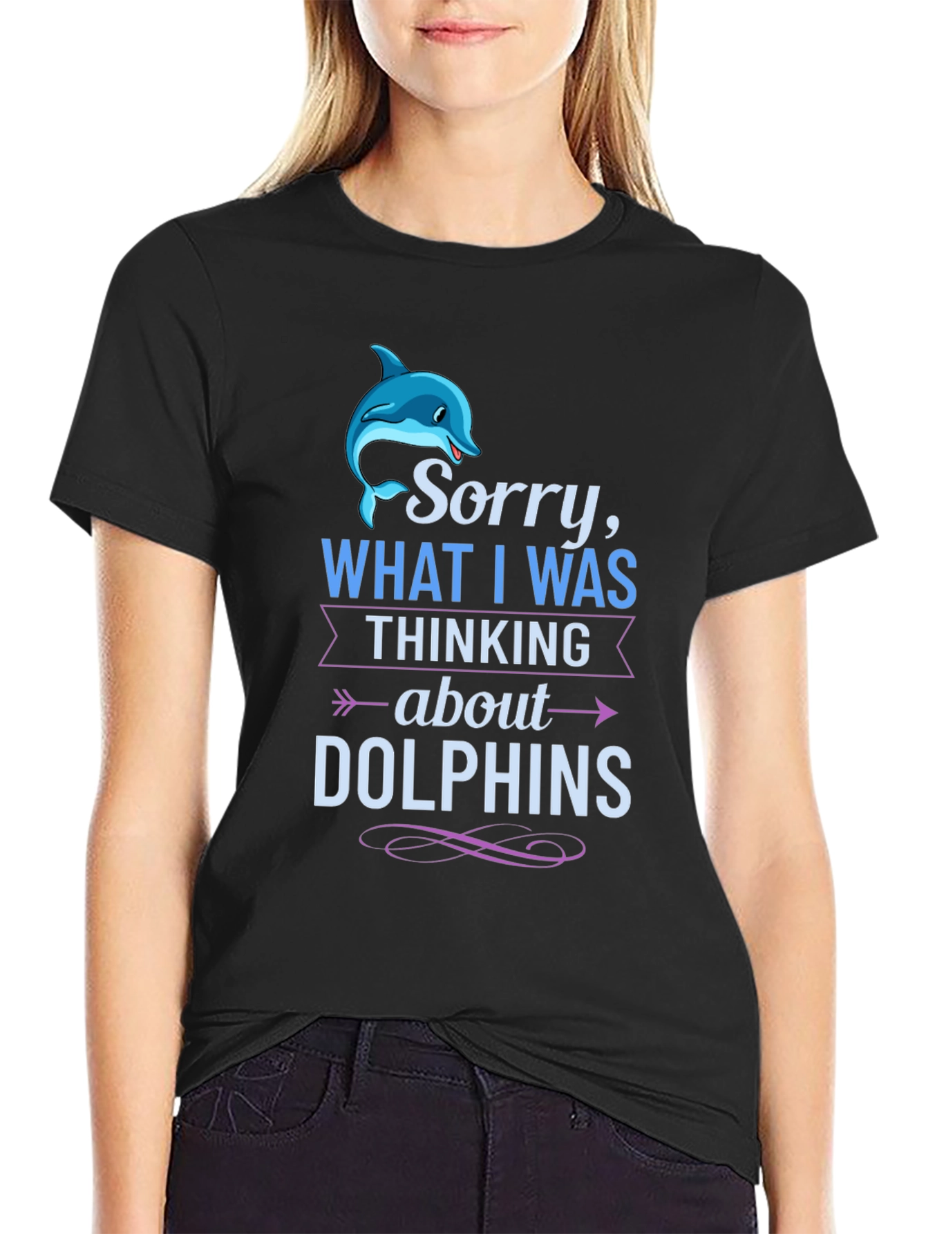Camiseta Negra: Lo Siento Pensaba en Delfines