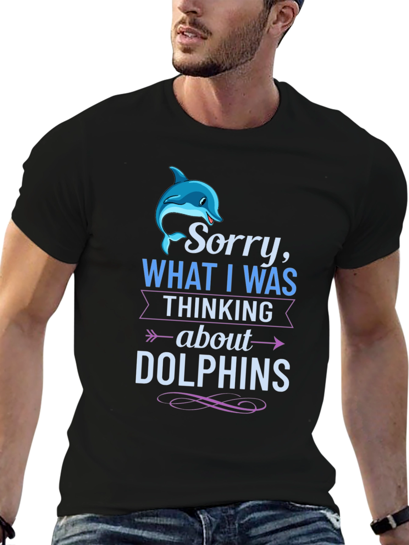 Camiseta Negra: Lo Siento Pensaba en Delfines