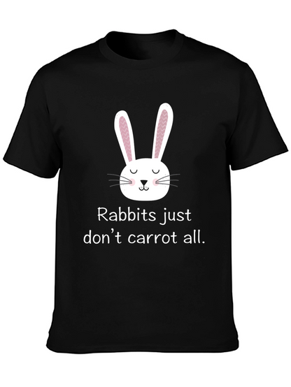 Camiseta negra con diseño de conejo divertido