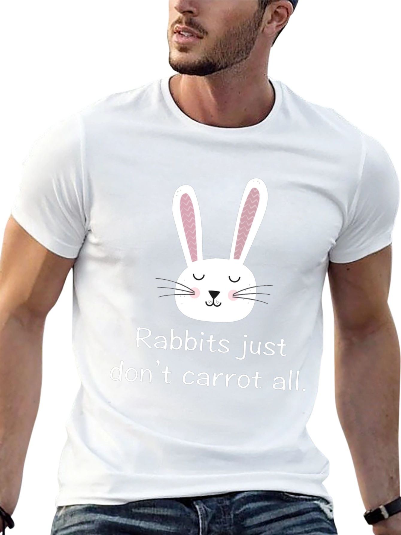 Camiseta negra con diseño de conejo divertido