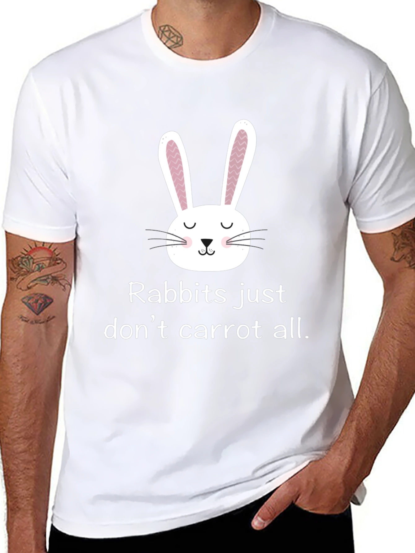 Camiseta negra con diseño de conejo divertido