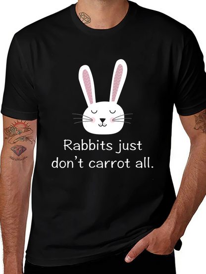 Camiseta negra con diseño de conejo divertido