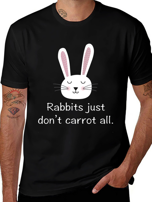 Camiseta negra con diseño de conejo divertido