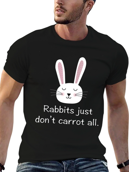 Camiseta negra con diseño de conejo divertido