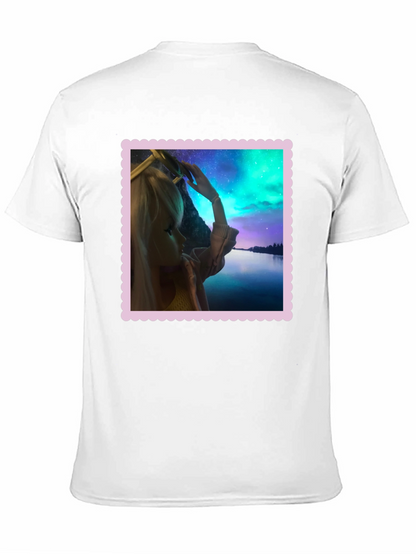 Camiseta Negra Estampada: Fantasía Nórdica