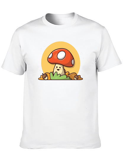 Camiseta Negra con Diseño de Hongo Adorable