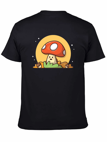 Camiseta Negra con Diseño de Hongo Adorable
