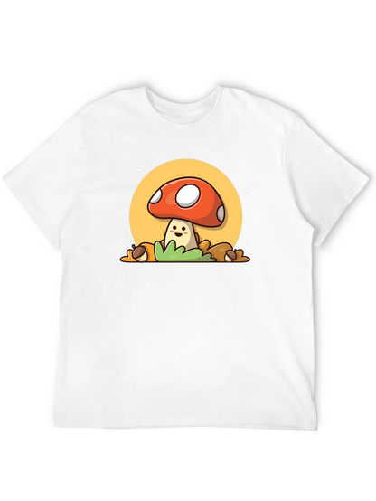 Camiseta Negra con Diseño de Hongo Adorable