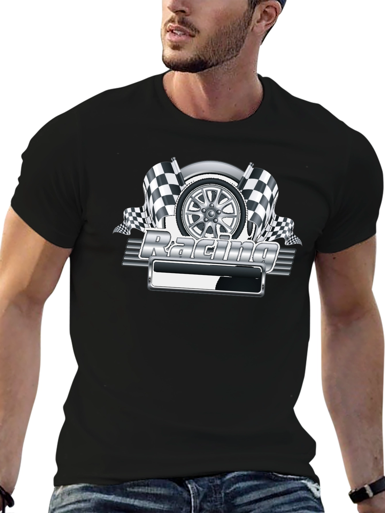 Camiseta Negra Racing Gráfico