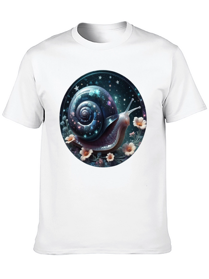 Camiseta Negra con Diseño de Caracol Cósmico
