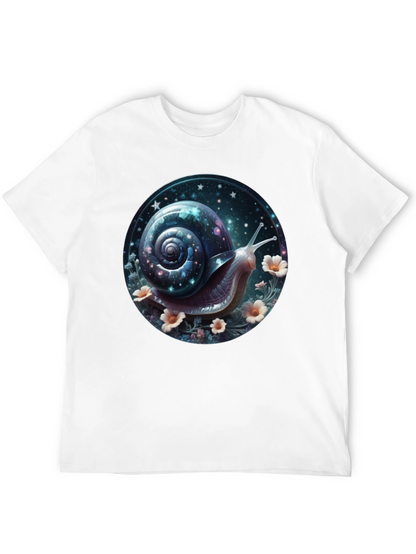 Camiseta Negra con Diseño de Caracol Cósmico