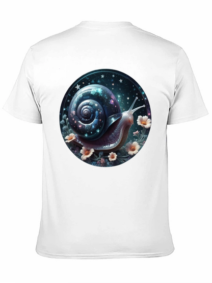 Camiseta Negra con Diseño de Caracol Cósmico