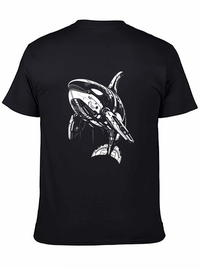 Camiseta Negra con Diseño de Orca Robótica
