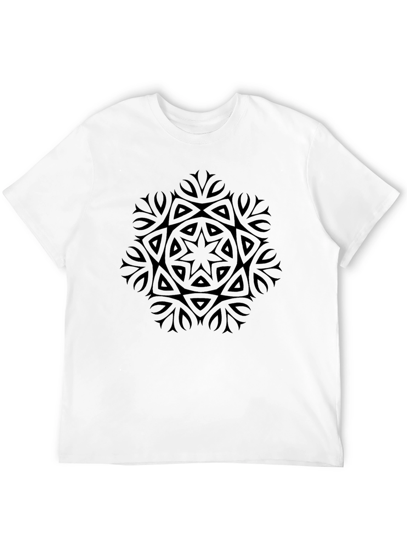 Camiseta Negra con Diseño Mandala Abstracto