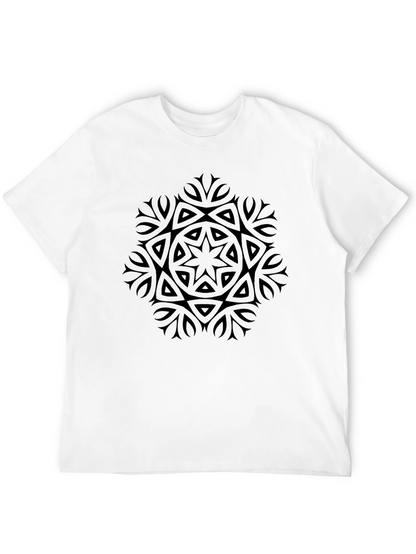 Camiseta Negra con Diseño Mandala Abstracto