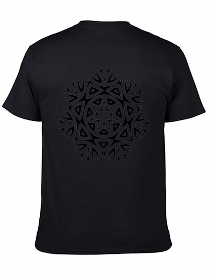 Camiseta Negra con Diseño Mandala Abstracto