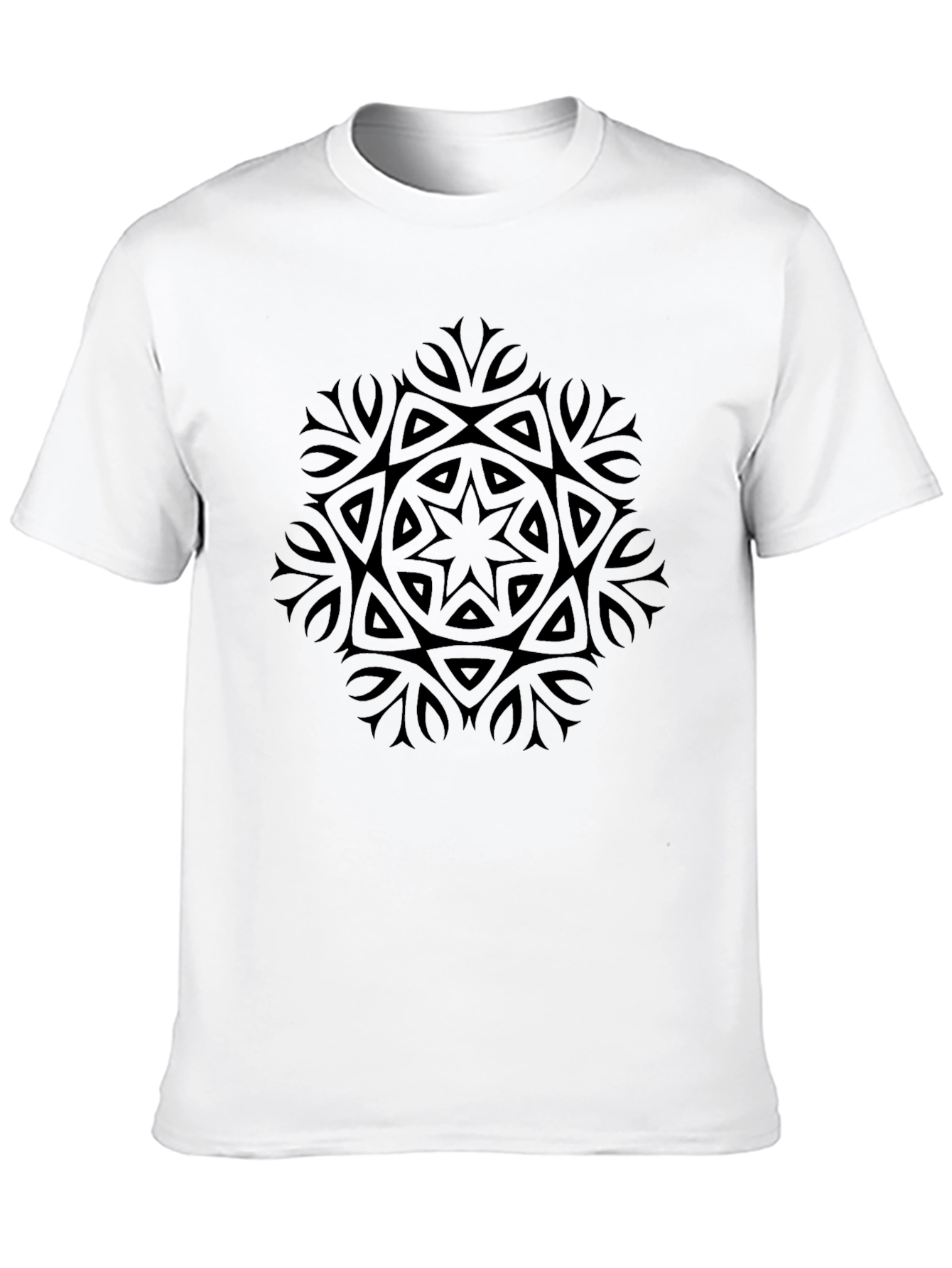 Camiseta Negra con Diseño Mandala Abstracto