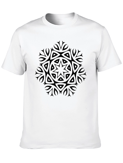 Camiseta Negra con Diseño Mandala Abstracto
