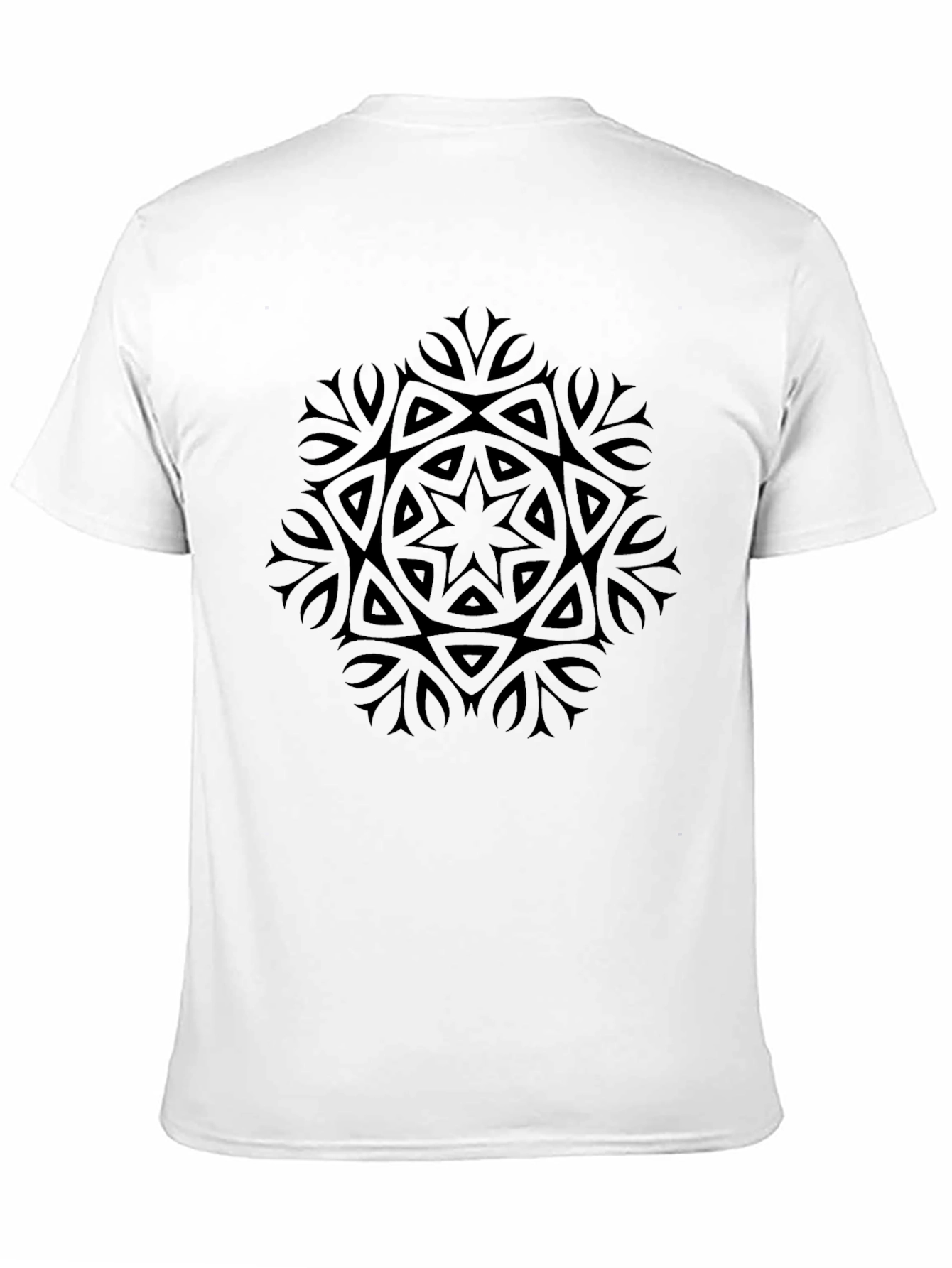 Camiseta Negra con Diseño Mandala Abstracto