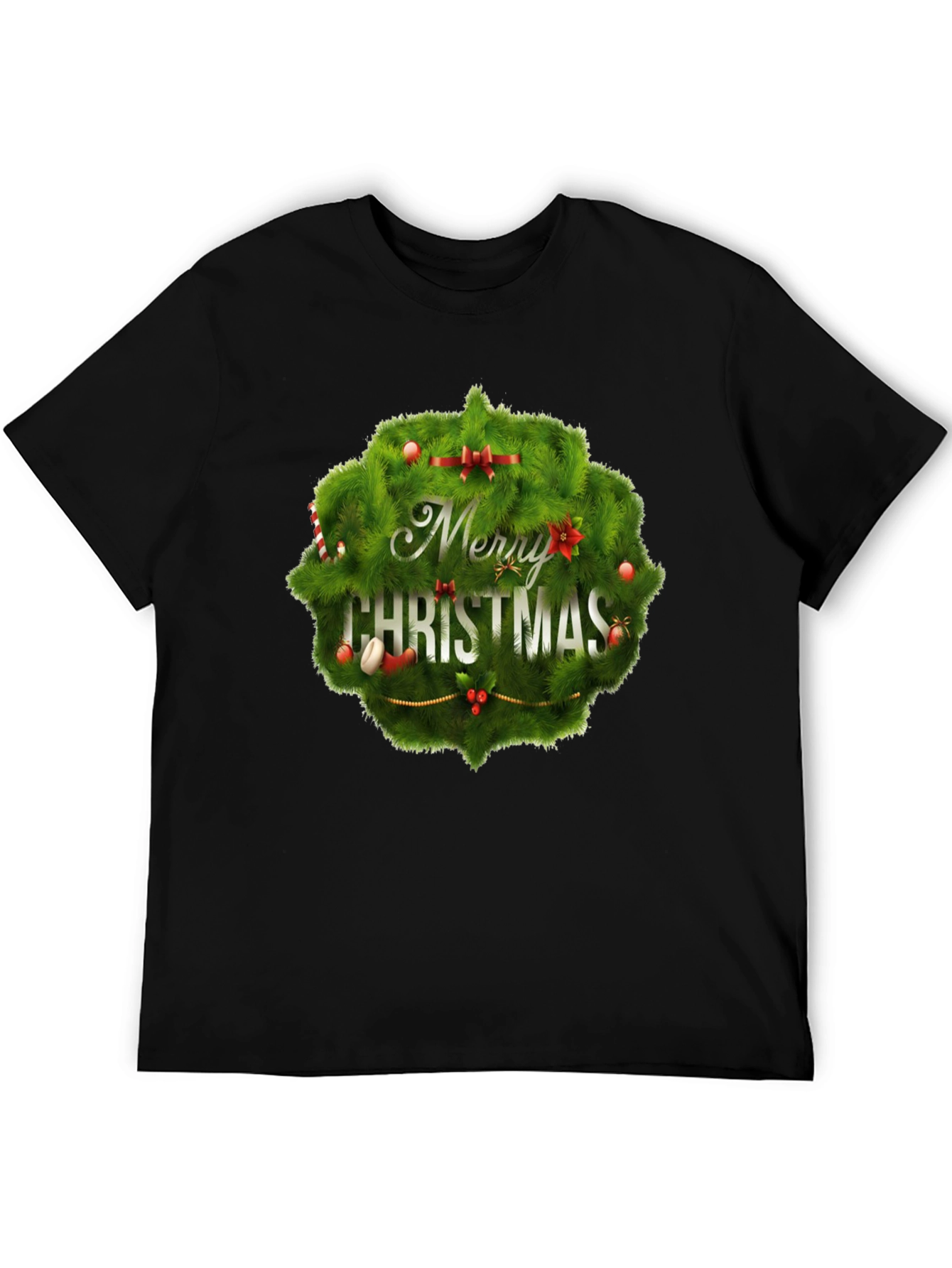 Camiseta Negra Navideña con Diseño Festivo