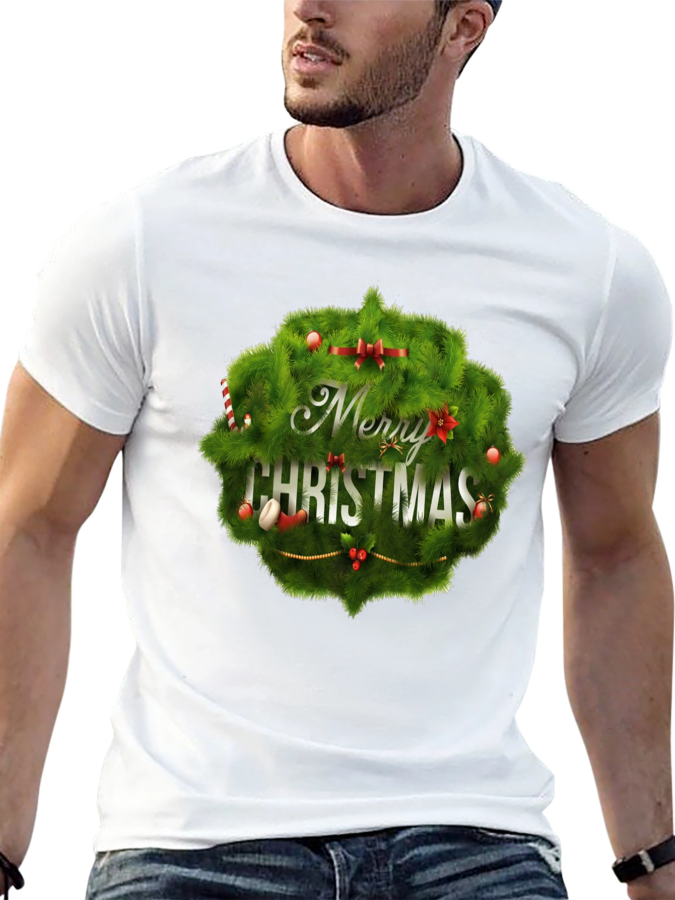 Camiseta Negra Navideña con Diseño Festivo