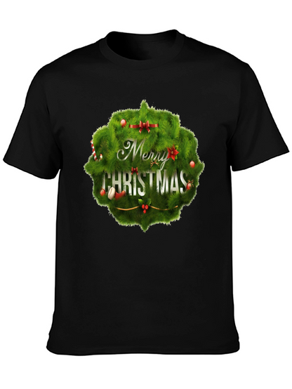 Camiseta Negra Navideña con Diseño Festivo