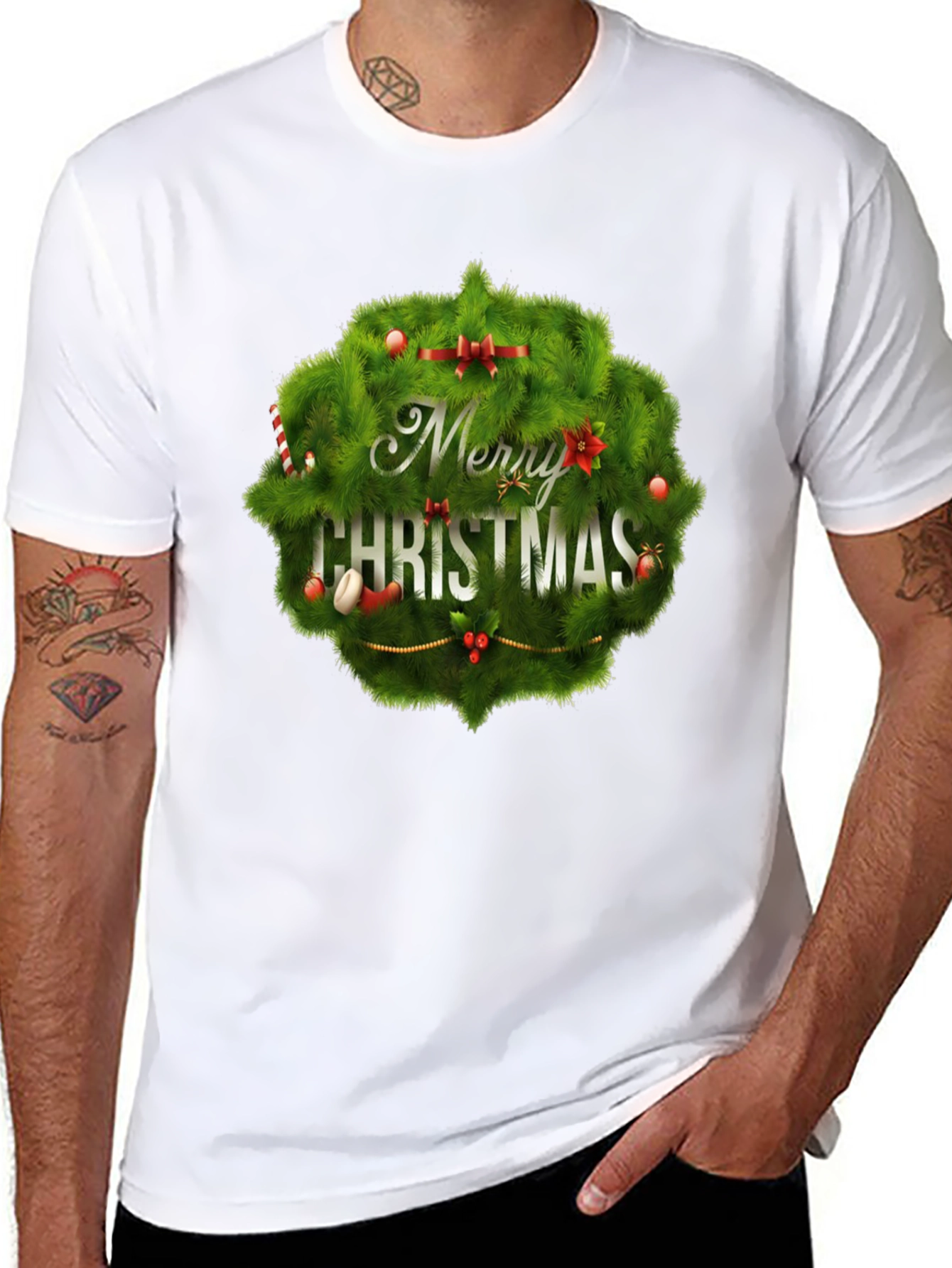 Camiseta Negra Navideña con Diseño Festivo