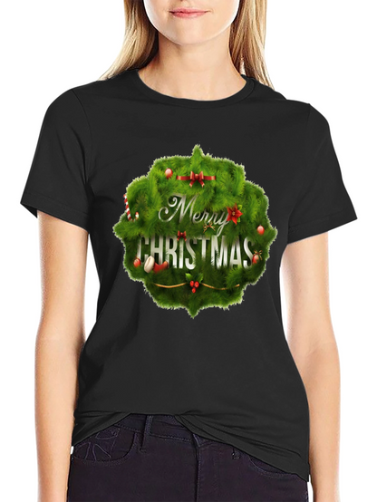 Camiseta Negra Navideña con Diseño Festivo