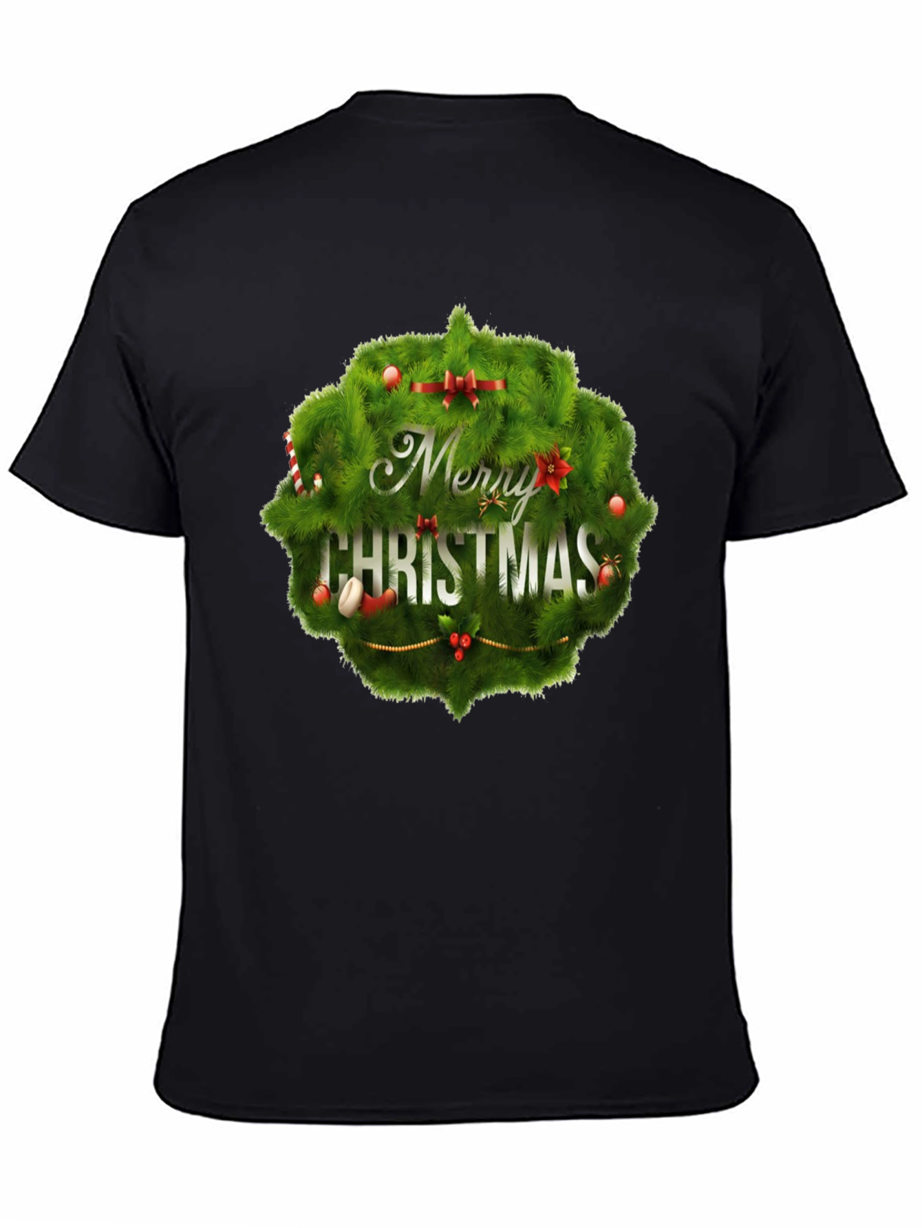 Camiseta Negra Navideña con Diseño Festivo