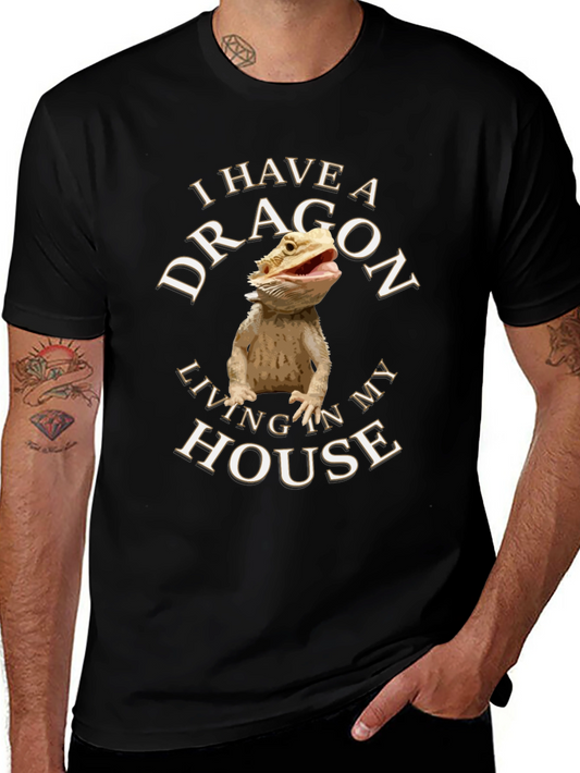 Camiseta Negra con Diseño de Dragón para Amantes de Reptiles