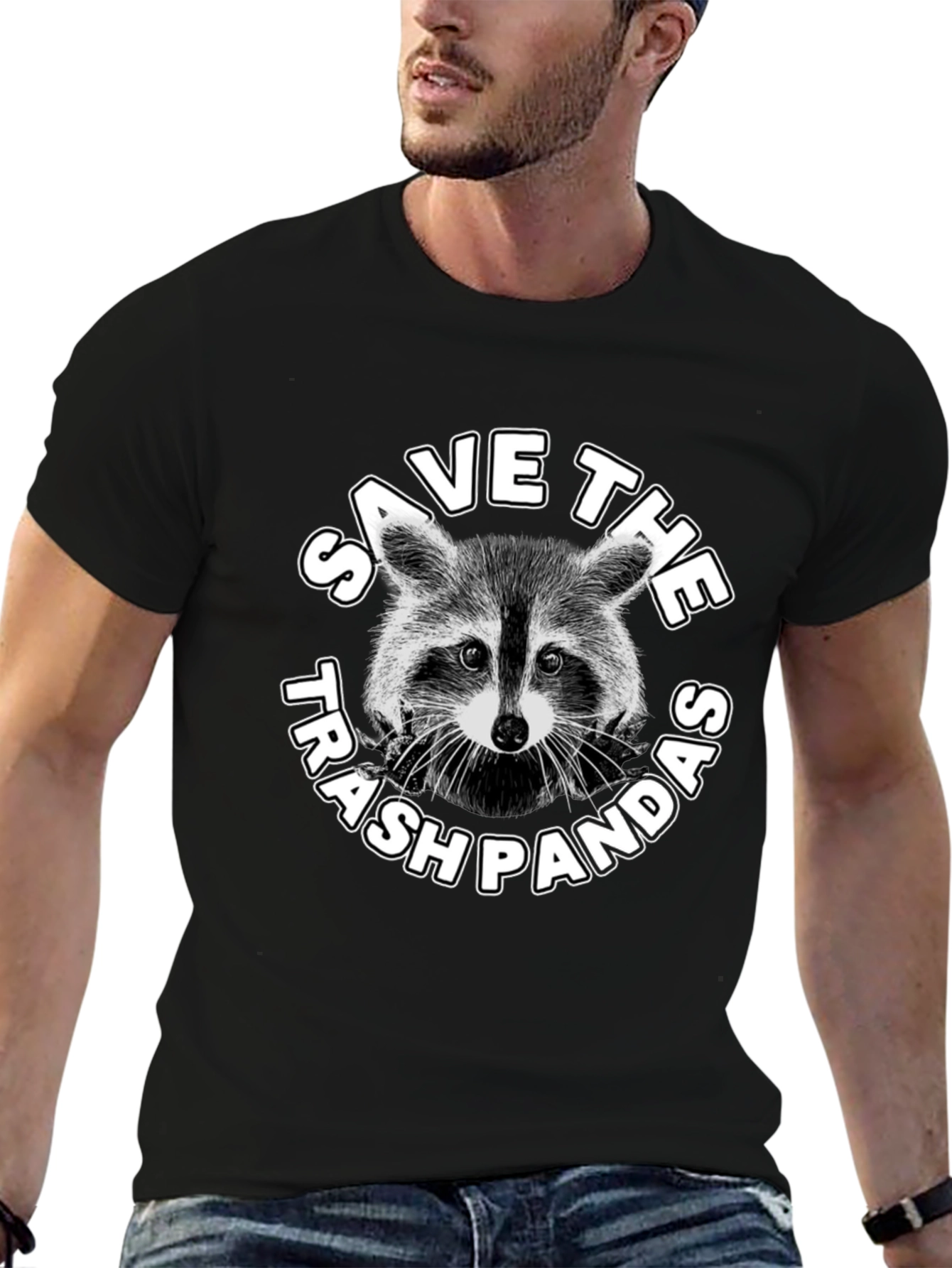 Camiseta Negra: Salva al Panda de la Basura